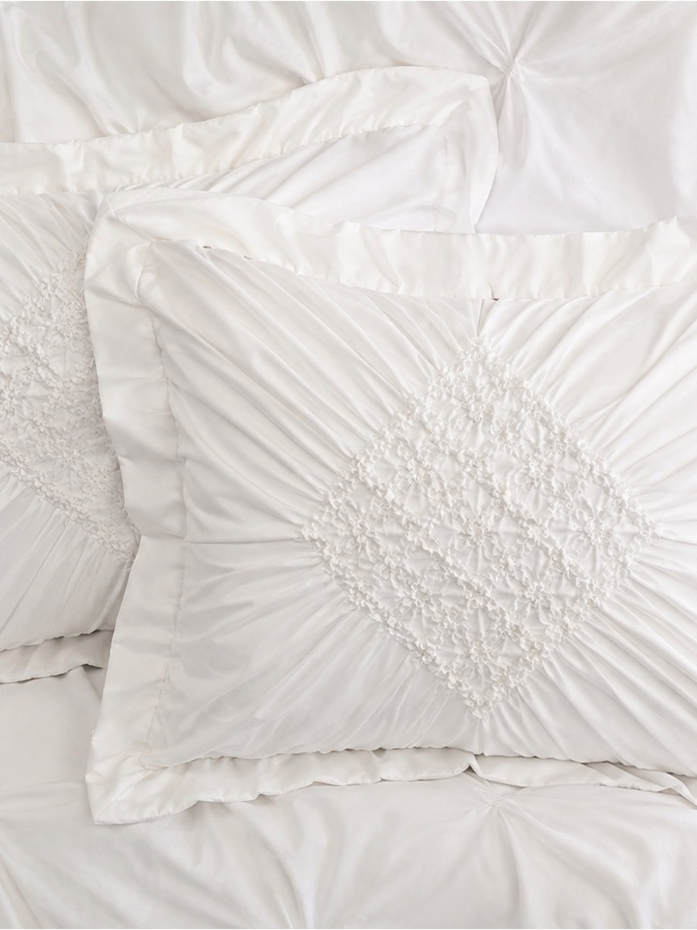 Christian Siriano Georgia Rouched King Pillow Shams White Set of 2
